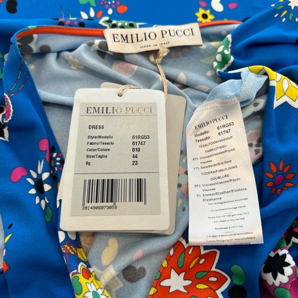 EMILIO PUCCI BLUE GRASSHOPPER DRESS MODEL 61RG53 SIZE IT 44 / US 10 NWTS! - Picture 14 of 15